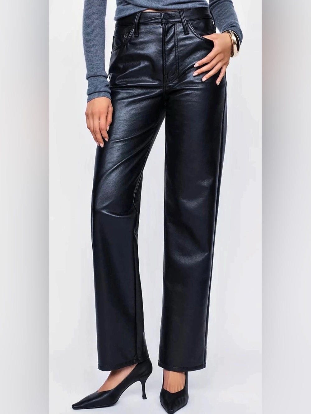 Mother High Waisted Rider Ankle Faux Leather Ankle Pants Waist 25 Like New (B4)